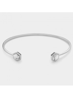 BRAZALETE CLUSE ABIERTO PLATA, HEXÁGONOS EFECTO MÁRMOL IDYLLE