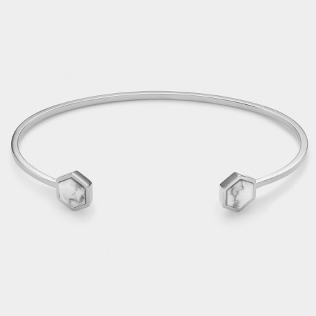 BRAZALETE CLUSE ABIERTO PLATA, HEXÁGONOS EFECTO MÁRMOL IDYLLE