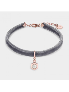 PULSERA CLUSE- ROSA, MÁRMOL, TERCIOPELO GRIS AMOURETTE